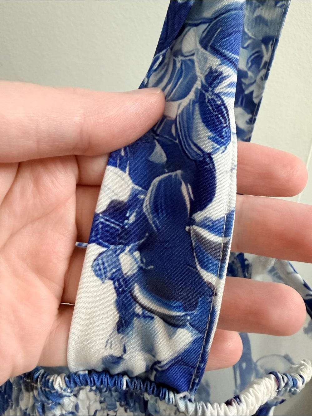 Blue & White Floral Chinoiserie Tie-Shoulder Bustier Dress (Size S) - Picture 6 of 6